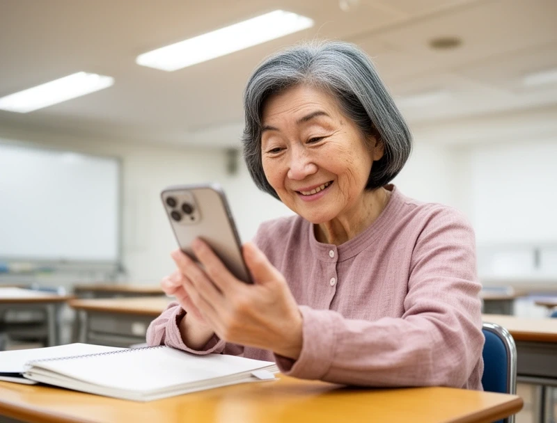 授業を受ける受講生の倭文子さん